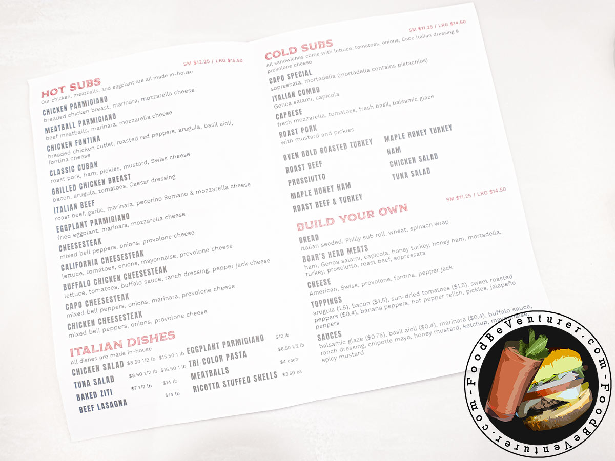 Capo Italian Deli Tysons Corner VA menu 1