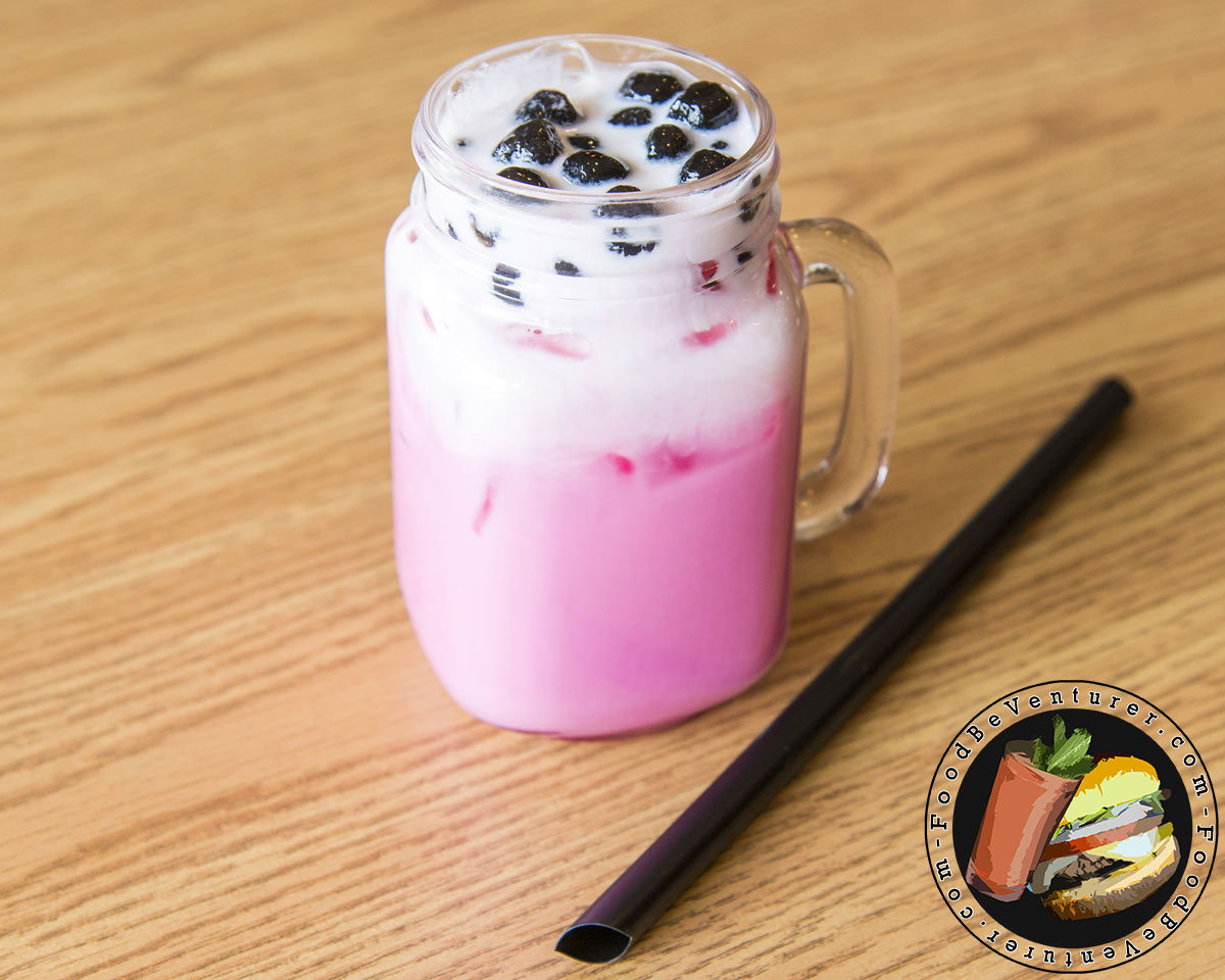 Pinky Milky bubble tea in a jar